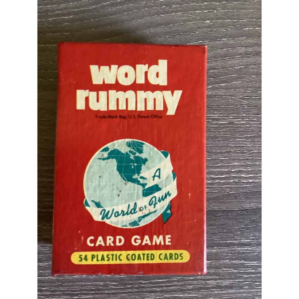 Vintage Word Rummy Card Game Educational Cards Inc 54 Plastic Coated Complete